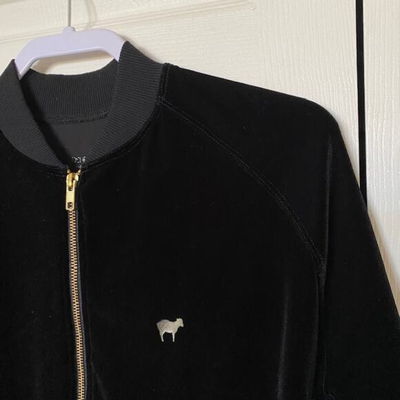 Goldsheep Velvet Jacket Full Zip Black Lightweight Gym Transition Women's M - Picture 3 of 7